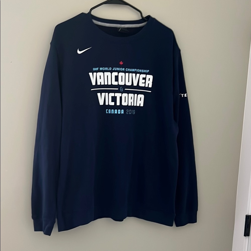 Nike Blue and White Long Sleeve Tee with Vancouver Victoria Print